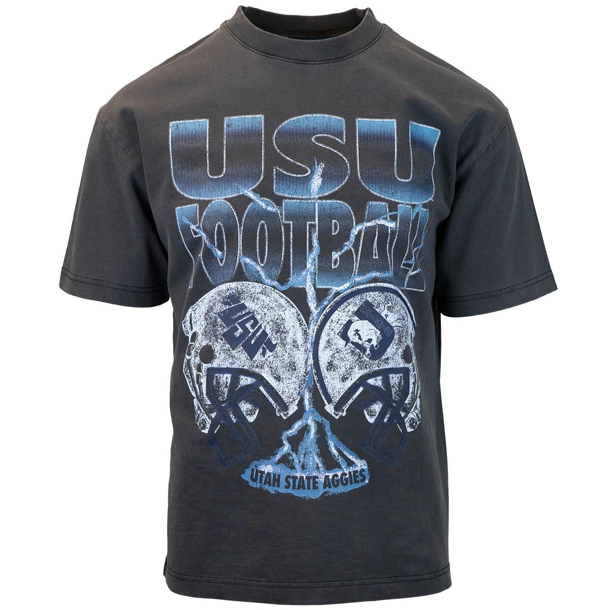 Tys Dyes USU Football Distressed Unisex Black T-Shirt